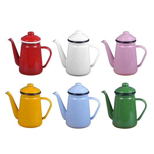 Enamel Tea Kettle with Handle Stovetop Teapot for Kitchen Restaurant Tea