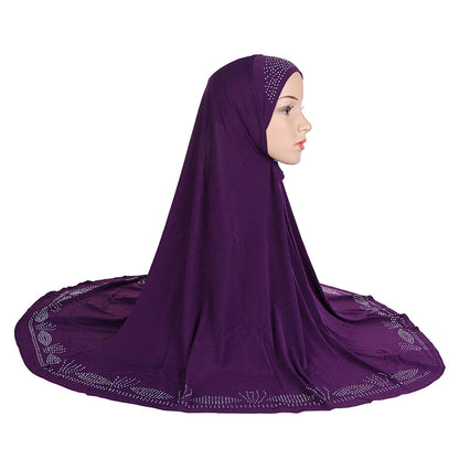 H058 Big size pray hijab with stones muslim scarf hat instant headwrap cover chest part