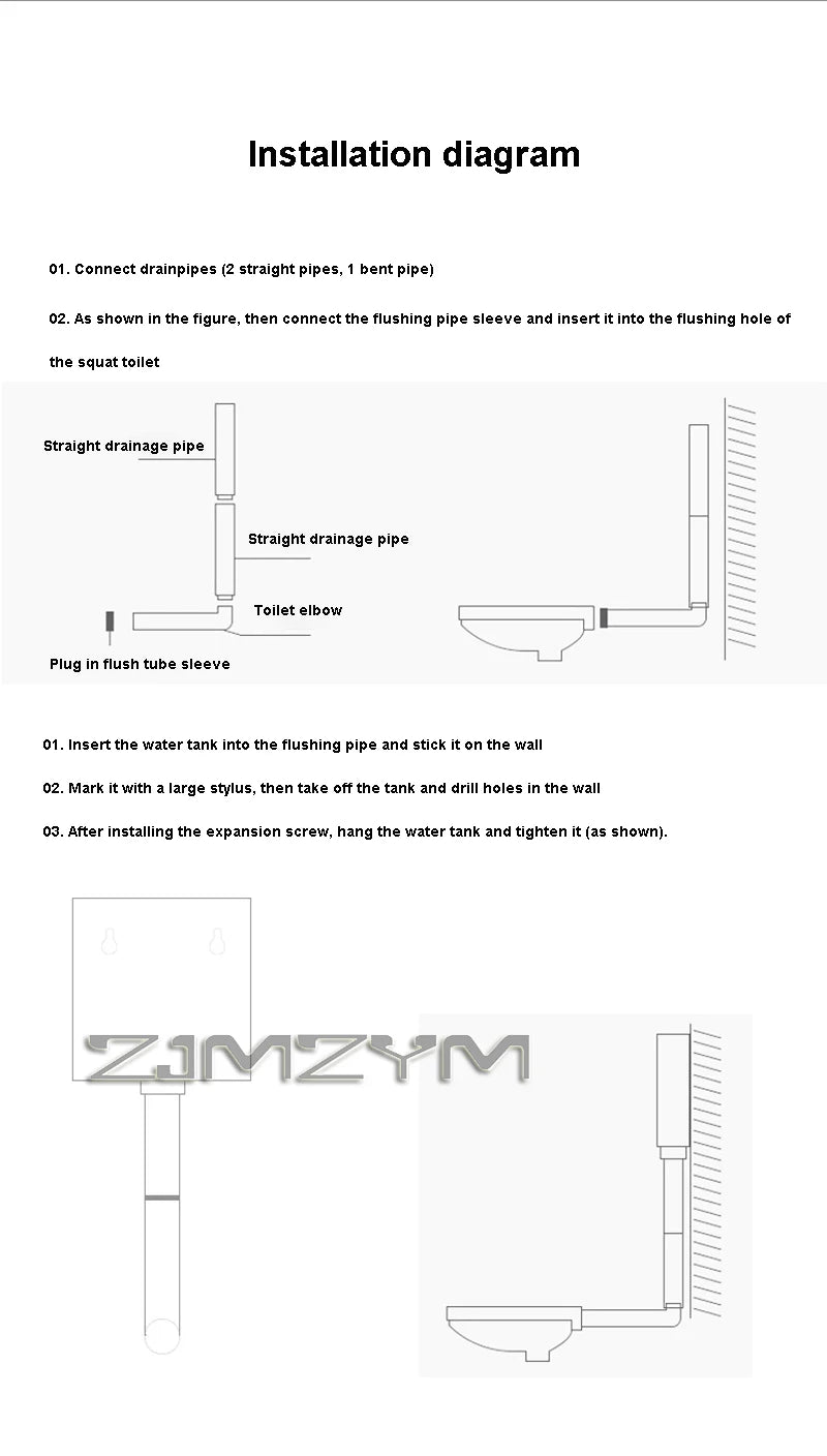 Wall Hanging Household Water Tank Toilet Squat Toilet Energy-Saving Toilet Tank Pumping Thickened Toilet Flushing Tank