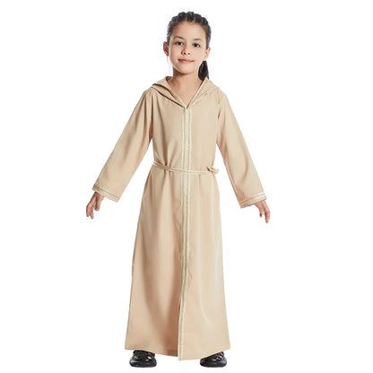 Kids Muslim Girls Abaya Prayer Hooded Long Maxi Dress Turkey Kaftan Arab Robe Dubai Islam Morocco Eid Party Ramadan Gown Caftan