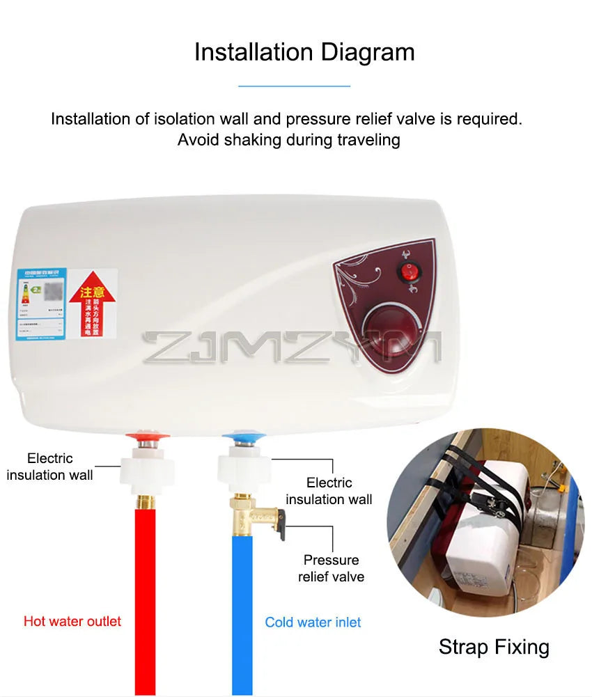 12V/220V Water heater 10L Electric Water Heaters with Water temperature gauge for RV, caravan, camper and boat Motorhome