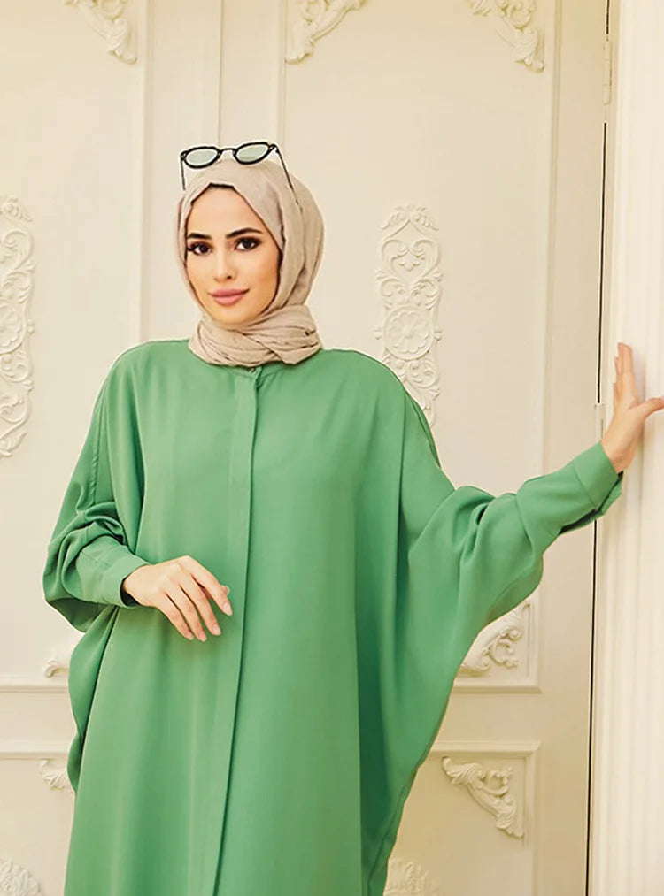 Woman Clothing Kaftan Muslim Robe Embroidered Loose and Breathable Djellaba Abaya Female Jubba Thobe Islam Bat Sleeve Dress Eid