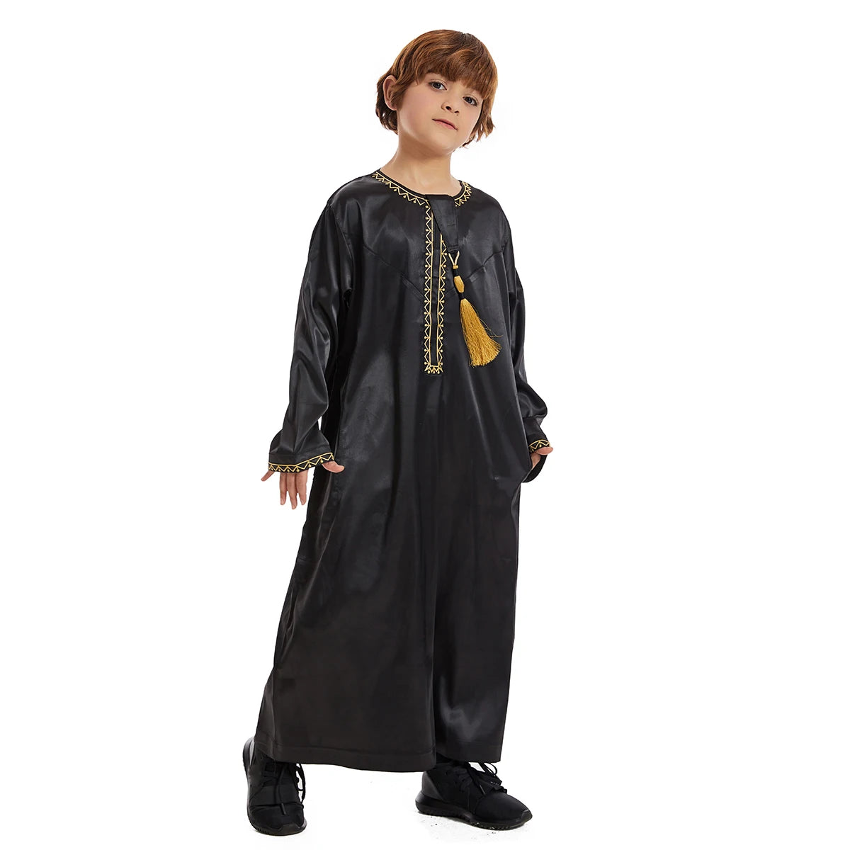 Ramadan Eid Muslim Kids Robe Islamic Arabic Children Long Sleeve Dress Jubba Thobe Abaya Dubai Saudi Boys Clothing Turkey Caftan