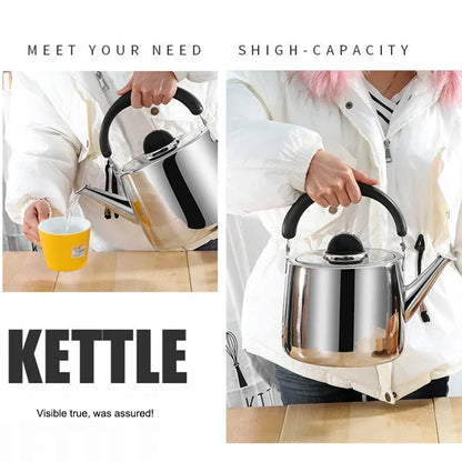 2L/3L/4L Thickened Whistle Kettle 304 Stainless Steel Rapid Heating Boiling Water Pot For Home Tea Kettle