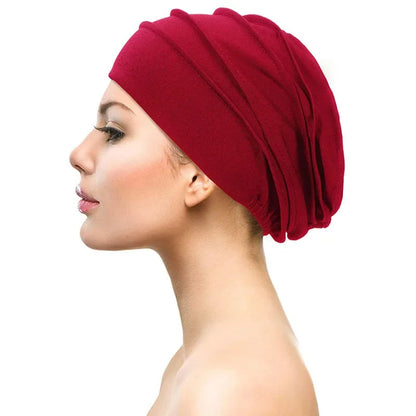 Breathable Elastic Women's Turban Hat Soft Ruffle Head Wrap Cap Lady Cancer Chemo Cap Muslim Headscarf Hat