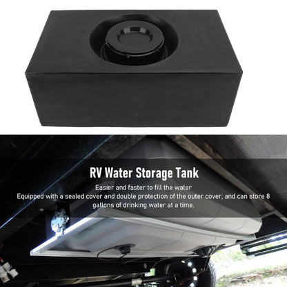 8 Gallon RV Fresh Water Tank, 530*300*210m Food Grade LLDPE RV Water Storage Tank - Leak Proof and Impact Resistant for Trailers