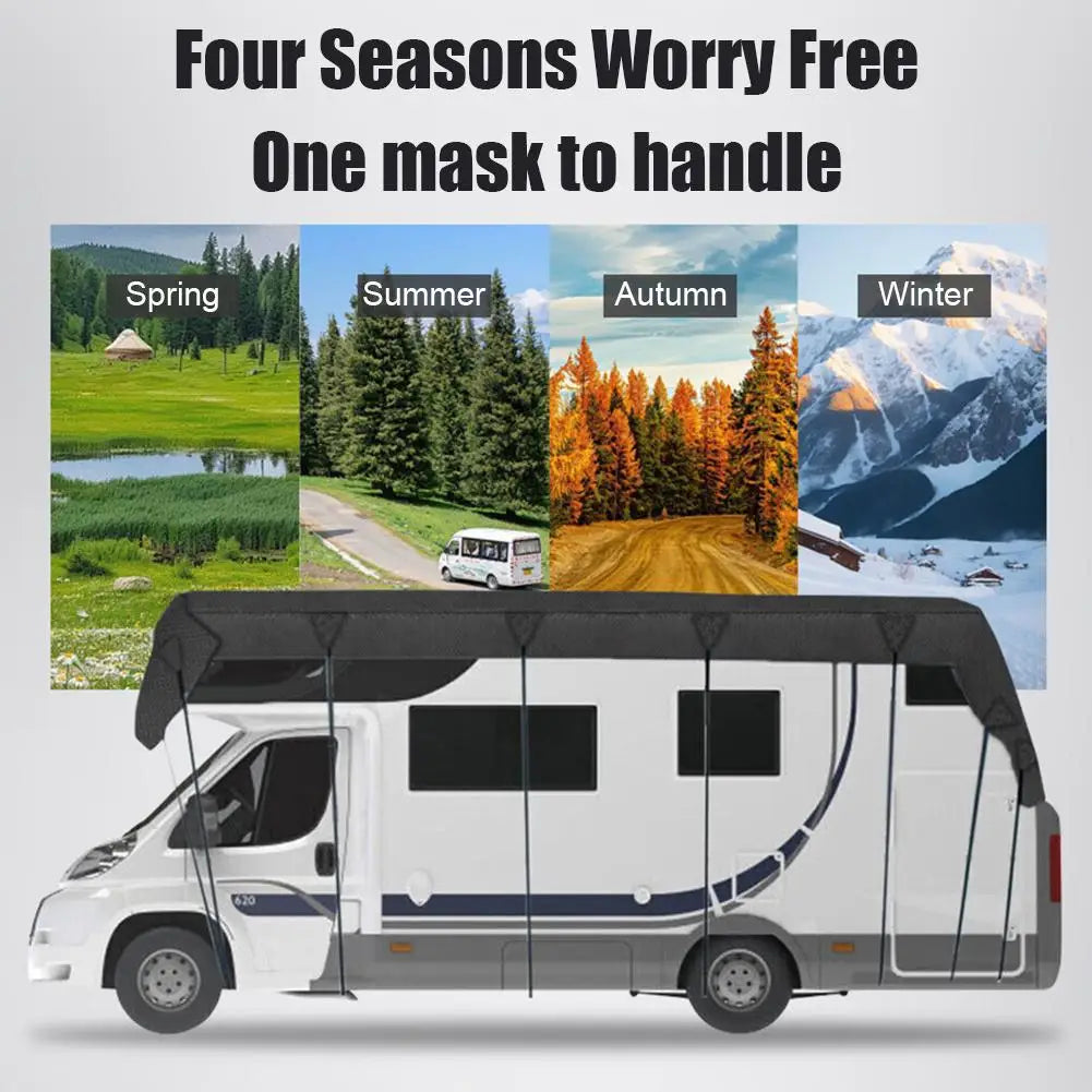 210D Motorhome Camper Top Tarp Cover RV Roof Cover Canopy Tarpaulin Waterproof Dust-proof Sunshade Anti-UV Protection