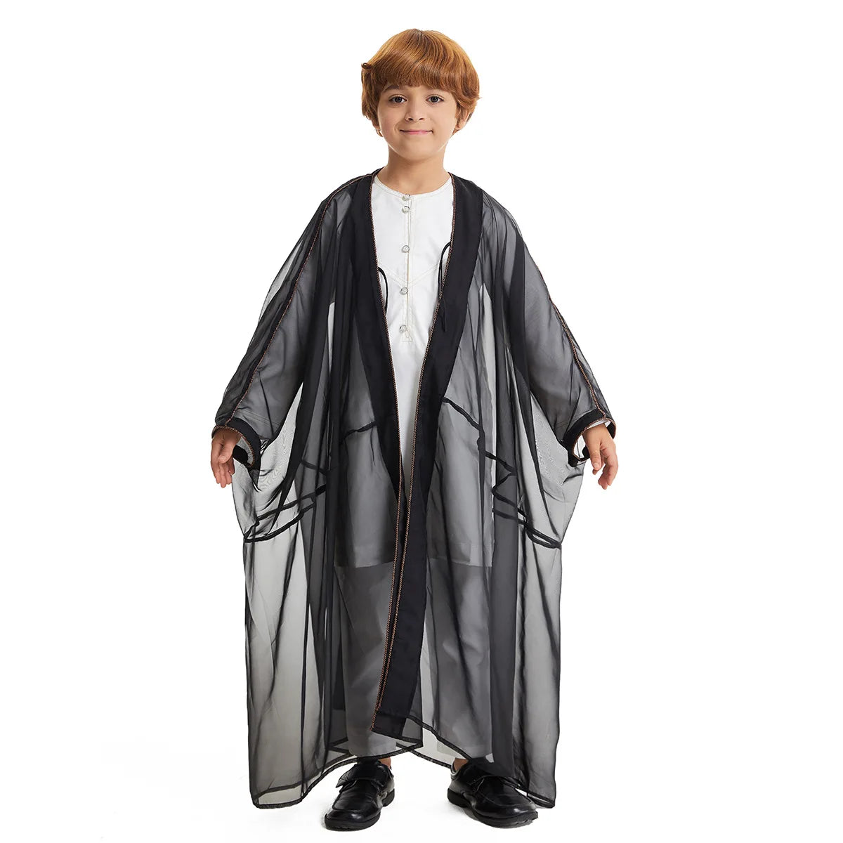 Muslim Boy Kids Kimono Cardigan Open Abaya Dubai Turkey Kaftan Islam Child Jubba Thobe Saudi Arab Thoub Djellaba Dishdasha Dress