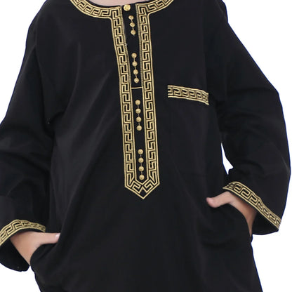 Muslim Saudi Arab Boys Robe Dishdasha Kids Abaya Kaftan Prayer Islam Clothing Long Sleeve Thobe Middle East Teenage Dress Dubai