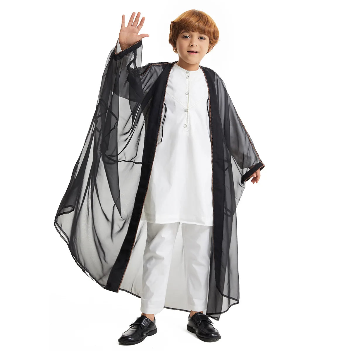 Muslim Boy Kids Kimono Cardigan Open Abaya Dubai Turkey Kaftan Islam Child Jubba Thobe Saudi Arab Thoub Djellaba Dishdasha Dress