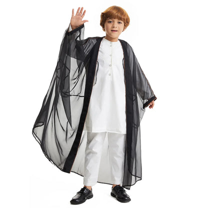 Muslim Boy Kids Kimono Cardigan Open Abaya Dubai Turkey Kaftan Islam Child Jubba Thobe Saudi Arab Thoub Djellaba Dishdasha Dress