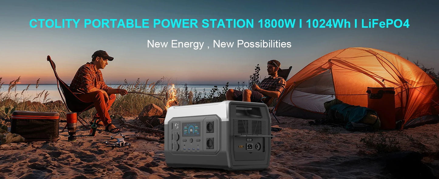 1800W Portable Power Station Bank 1000W 500W Solar Generator 220V Lifepo4 Battery Camping RV Portable Backup Energy Systems