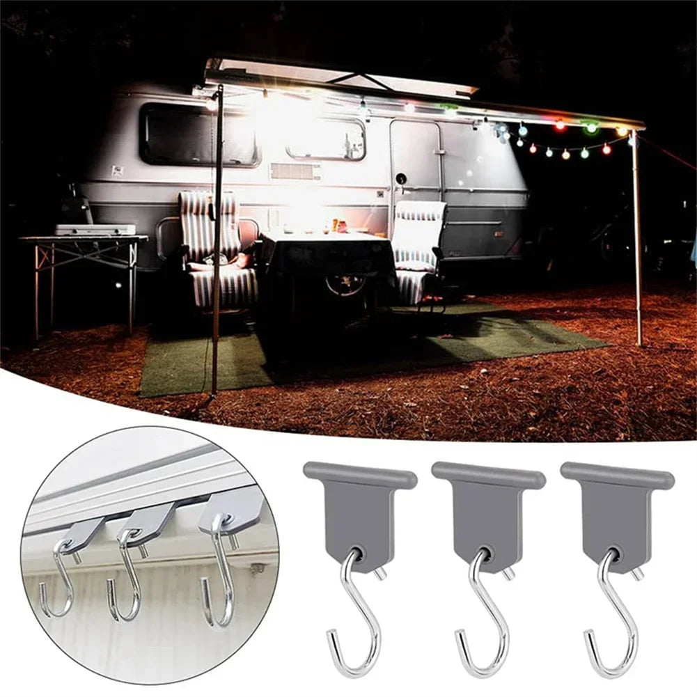 8 Pcs S Shaped Camping Awning Hooks Clips RV Tent Hangers Light Hangers With Holes For Caravan Camperb Accessories