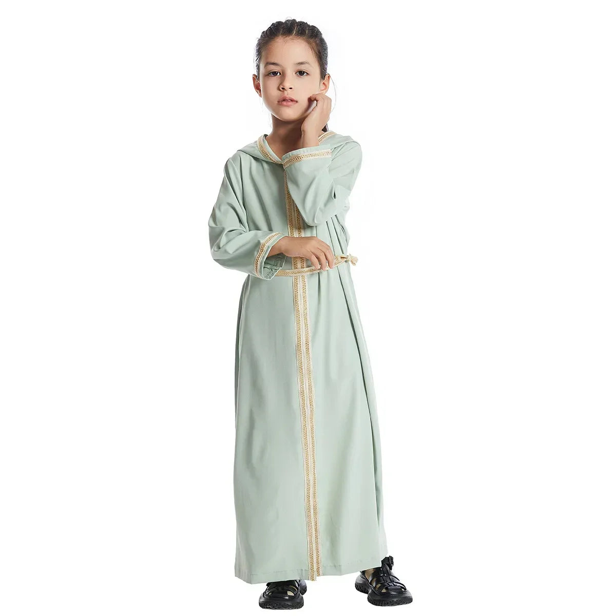 Kids Muslim Girls Abaya Prayer Hooded Long Maxi Dress Turkey Kaftan Arab Robe Dubai Islam Morocco Eid Party Ramadan Gown Caftan