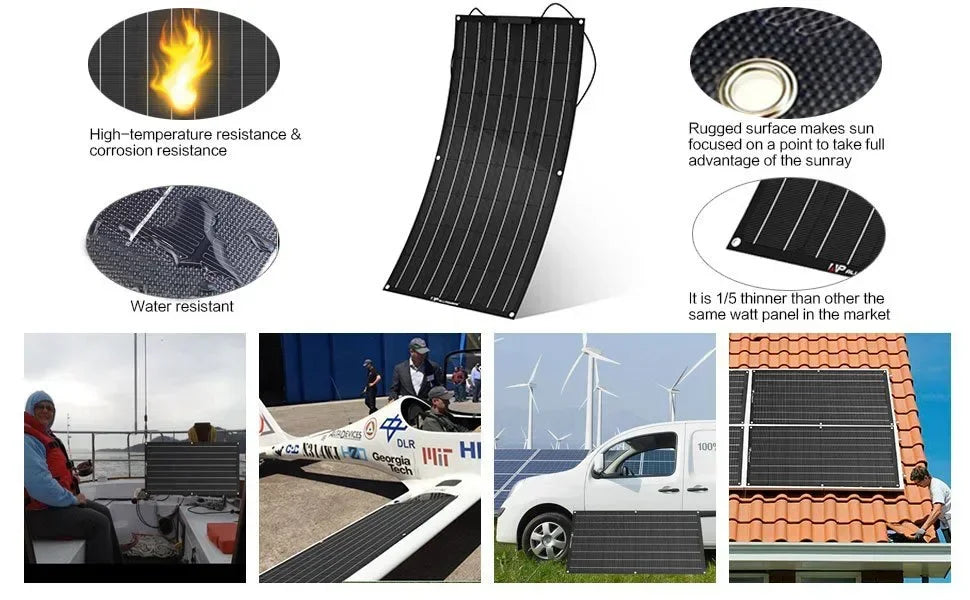 2000W 4000W Solar Panel High Power ETFE Flexible Monocrystalline Solar Cell  Home/Outdoor Camping Cars/Boats 12V Battery Charger