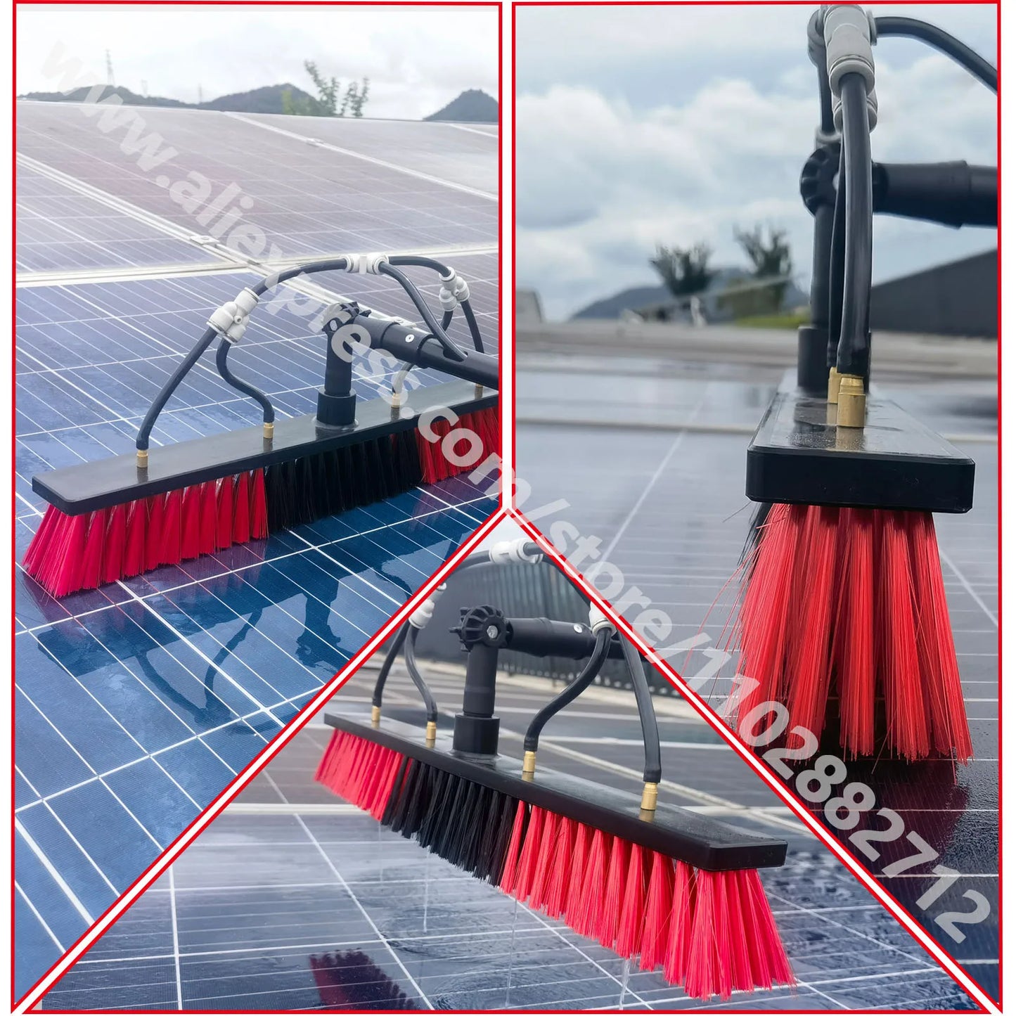 Solar Panel Cleaning Kit with 30 ft Telescopic Pole High Reach Washing Kit Professional Water Flow Through