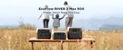 ECOFLOW Portable Power Station RIVER 2 Max, 499Wh/512Wh LiFePO4 Battery/ 1 Hour Fast Charging, Up To 1000W Output