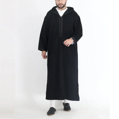 New 2025 Arab Men's Robe Abaya White Muslim Printed Clothing Men's Robe Long Dress Abaya Muslim Clothes for Men Gift Kaftan Men