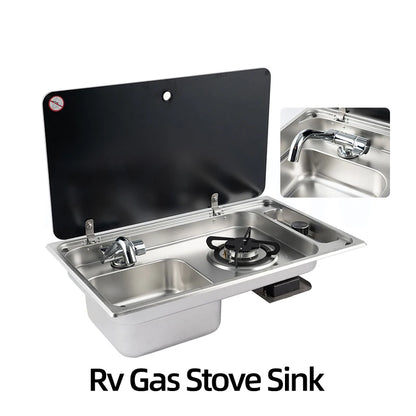 Multifunctional Folding With Sink Kitchen Gas Stove Sink Two in One Caravan Hidden Single-Head Stove For Outdoors RV Gas Stove