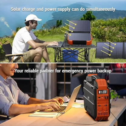 Portable Power Station with Built-in Solar Panel LiFePO4 Battery Pack Solar Generator for Outdoor Camping RV Travel