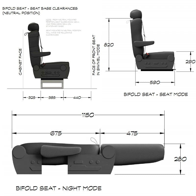 Campervan and Motorhomes seats bed solutions Camper van Folding Bed Seat