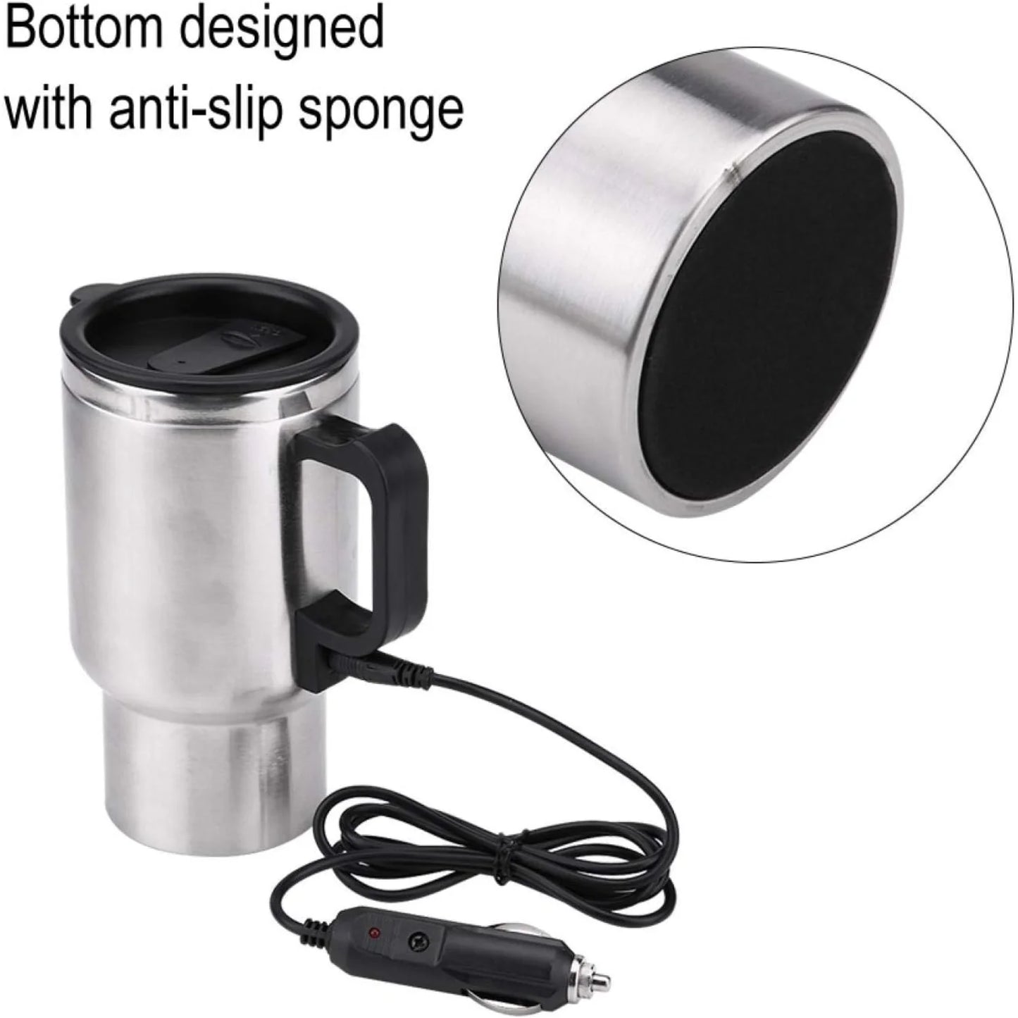 12V Car Kettle, Portable 450ml Car Kettle Boiler Stainless Steel  Kettle Heating Travel Cup ,  Teapot Quick Boiling