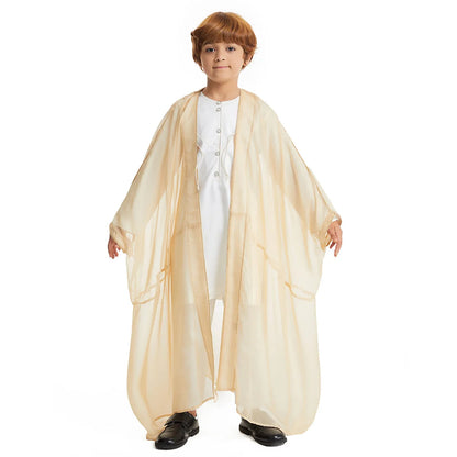 Muslim Boy Kids Kimono Cardigan Open Abaya Dubai Turkey Kaftan Islam Child Jubba Thobe Saudi Arab Thoub Djellaba Dishdasha Dress