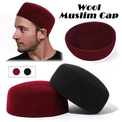 Muslim Caps Men Islamic Prayer Hat Turkish African Kufi Hats Ramadan Eid Accessories Hijab Winter Wool Hat Saudi Arabia Clothing