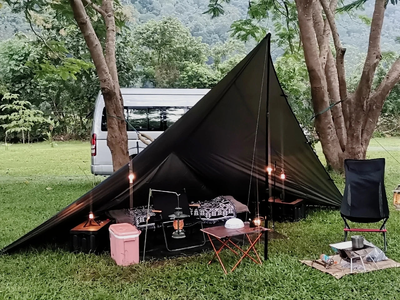 Waterproof Tent Tarp 19 Hang Points Survival Tent Outdoor Camping  Tactical Sun Shelter 4x4 3x4 3x3 Lightweight Sunshade Awning