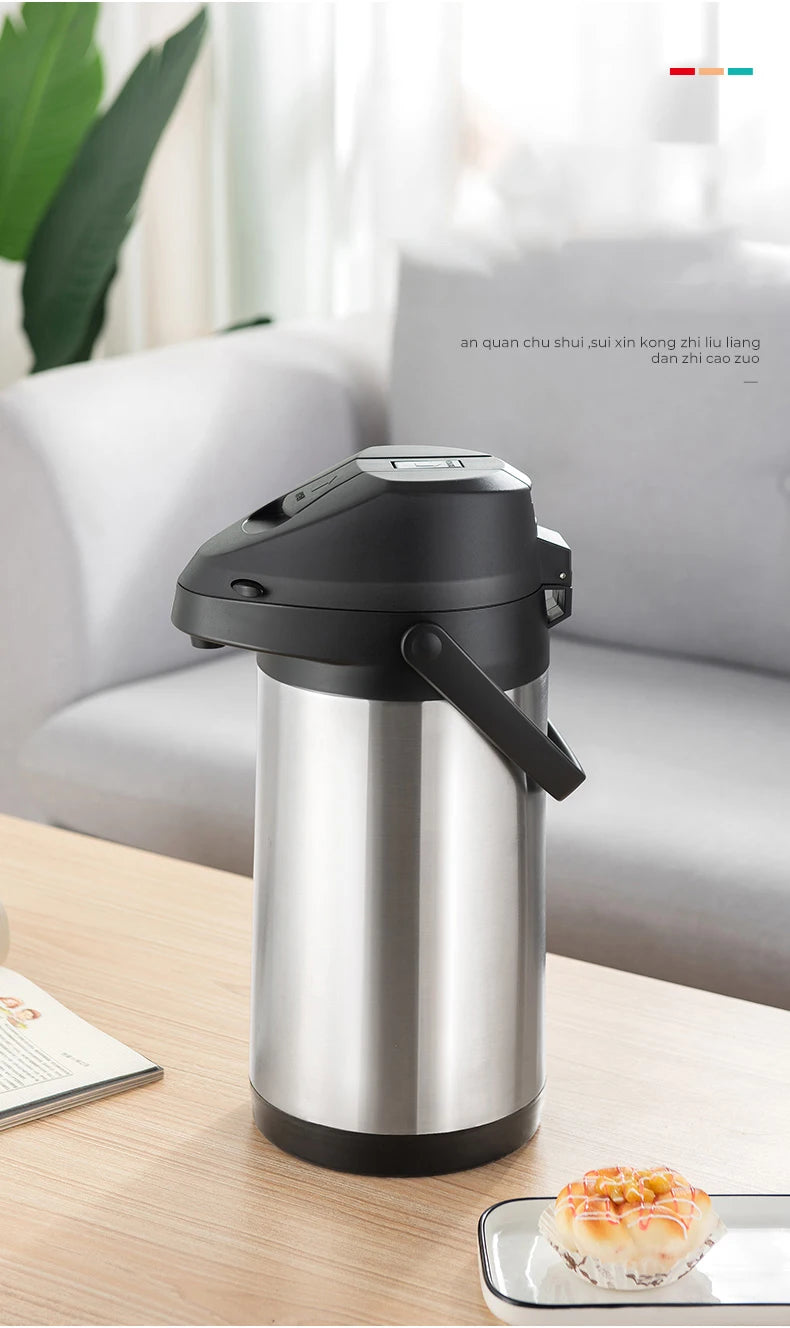 Stainless Steel Air Pressure Thermos Kettle Press-type Water Dispenser Large Capacity Office Household Water Vacuum Flasks