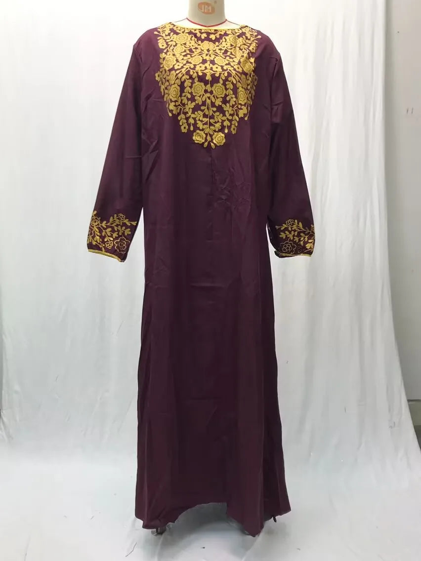 Spring and Autumn World Apparel New European and American Muslim Casual Robe Simple Ethnic Style Printed Fashion Long Dress