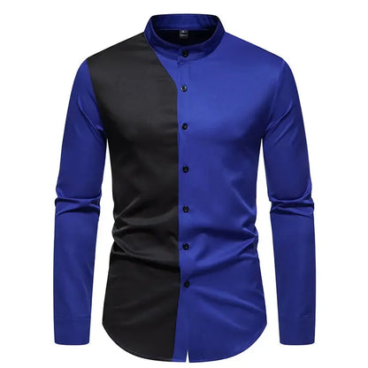 Mens Shirts Vinatge Goticos Masculino Luxury Autumn Patchwork Color Henley Collar Arab Dubai Muslim Dress Shirt Men Streetwear