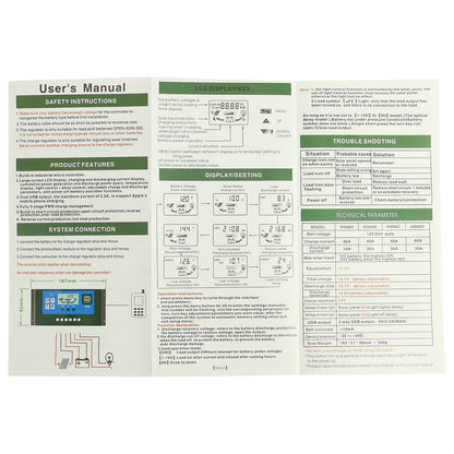 Solar Panel Charge Controller 12V 24V PWM MPPT 10A 20A 30A  Automotive Battery Charger Regulator  USB Output 5V Max PV 50V DC