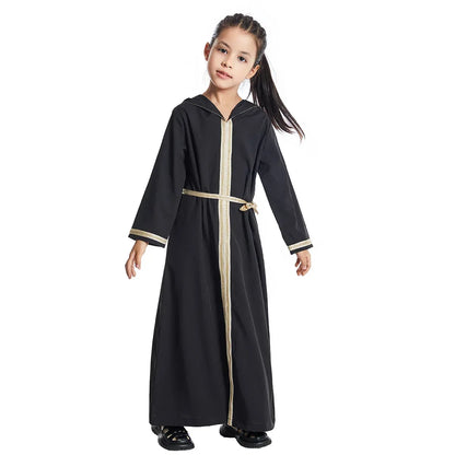 Kids Muslim Girls Abaya Prayer Hooded Long Maxi Dress Turkey Kaftan Arab Robe Dubai Islam Morocco Eid Party Ramadan Gown Caftan