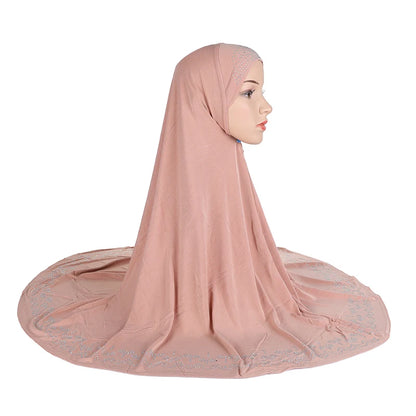 H058 Big size pray hijab with stones muslim scarf hat instant headwrap cover chest part