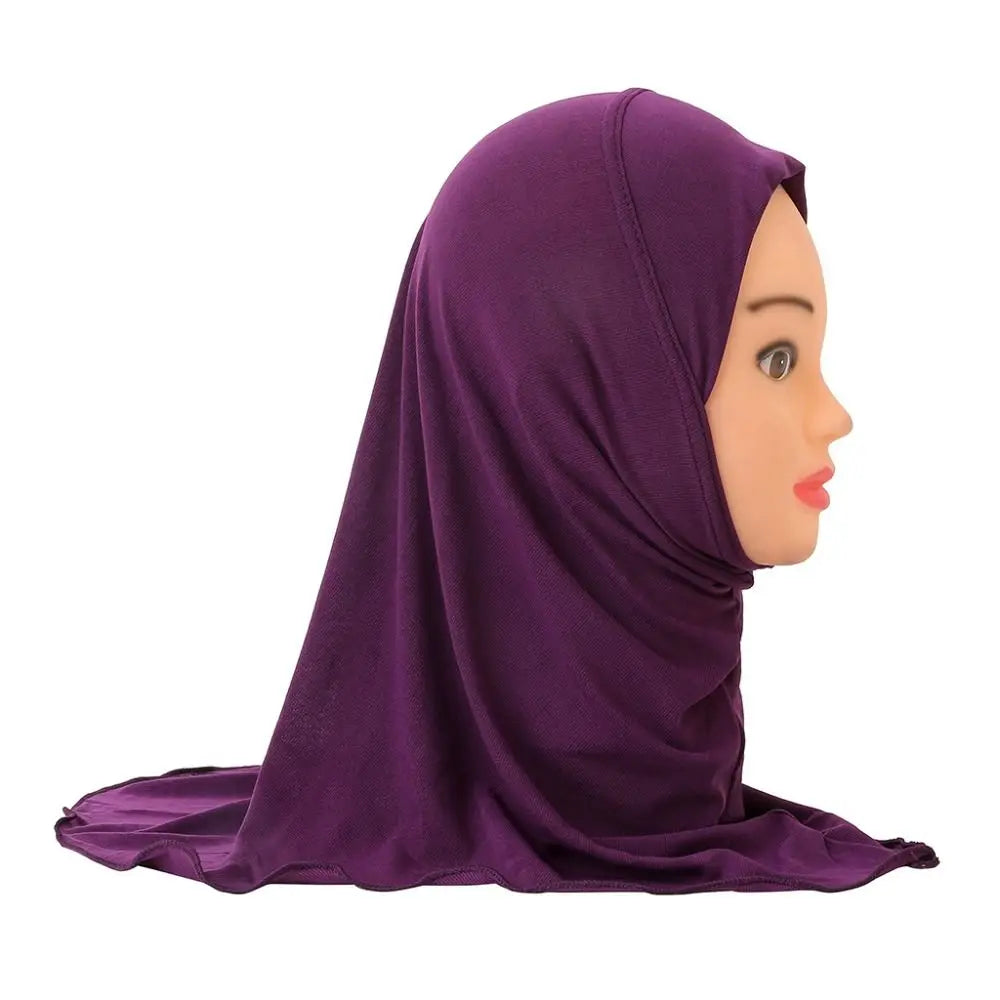 50cm Children Hijabs Muslim Girls Kids Hijab Islamic Scarf Shawls Soft and Stretch Material for 2 to 7 Years Old Girls Turban