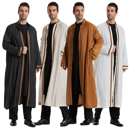 Eid Cardigan Muslim Men Jubba Thobe Mens Abaya Long Dress Islamic Ramadan Kimono Long Robe Saudi Arabic Musulman Caftan Dubai