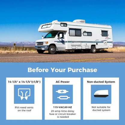 RV AC unit 15k BTU rooftop non-ducted RV air conditioner including air distribution box and white instacool series for motorhome