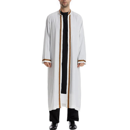 Men Open Abaya Muslim Saudi Jubba Thobe Islamic Clothing Ramadan Kimono Long Sleeve Robe Caftan Dubai Stand Collar Arabic Dress