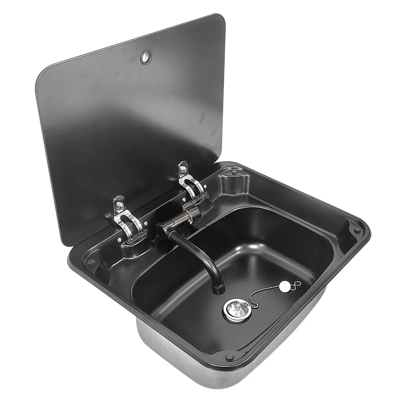 RV Specific Sink Black New Model Stainless Steel Material Covered Water Tank Hidden Vegetable Washing Basin