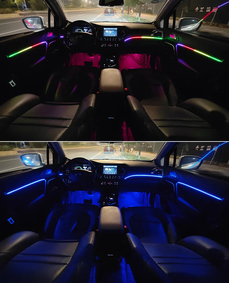 Universal Symphony Car Ambient Lights 64 RGB Car Interior Acrylic Light Guide Fiber Optic Car Decoration Atmosphere Light 18 in1