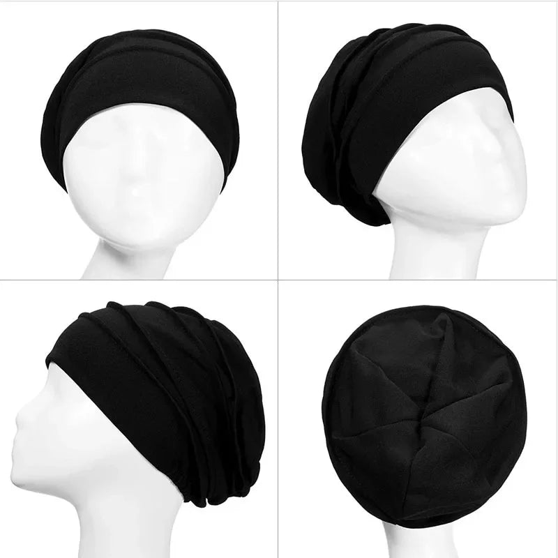 Breathable Elastic Women's Turban Hat Soft Ruffle Head Wrap Cap Lady Cancer Chemo Cap Muslim Headscarf Hat