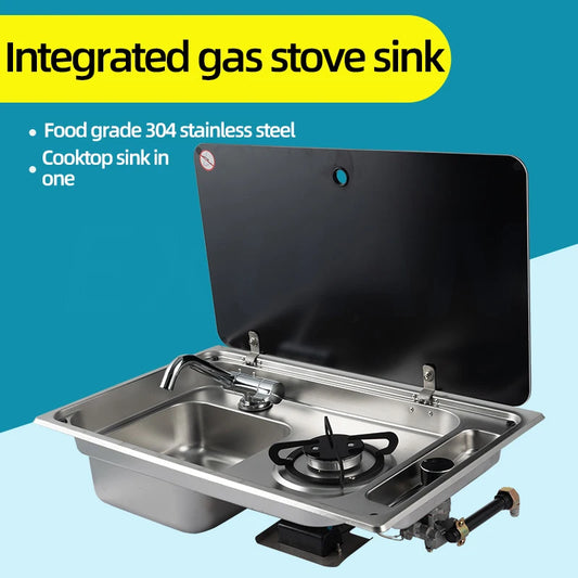 Multifunctional Folding With Sink Kitchen Gas Stove Sink Two in One Caravan Hidden Single-Head Stove For Outdoors RV Gas Stove