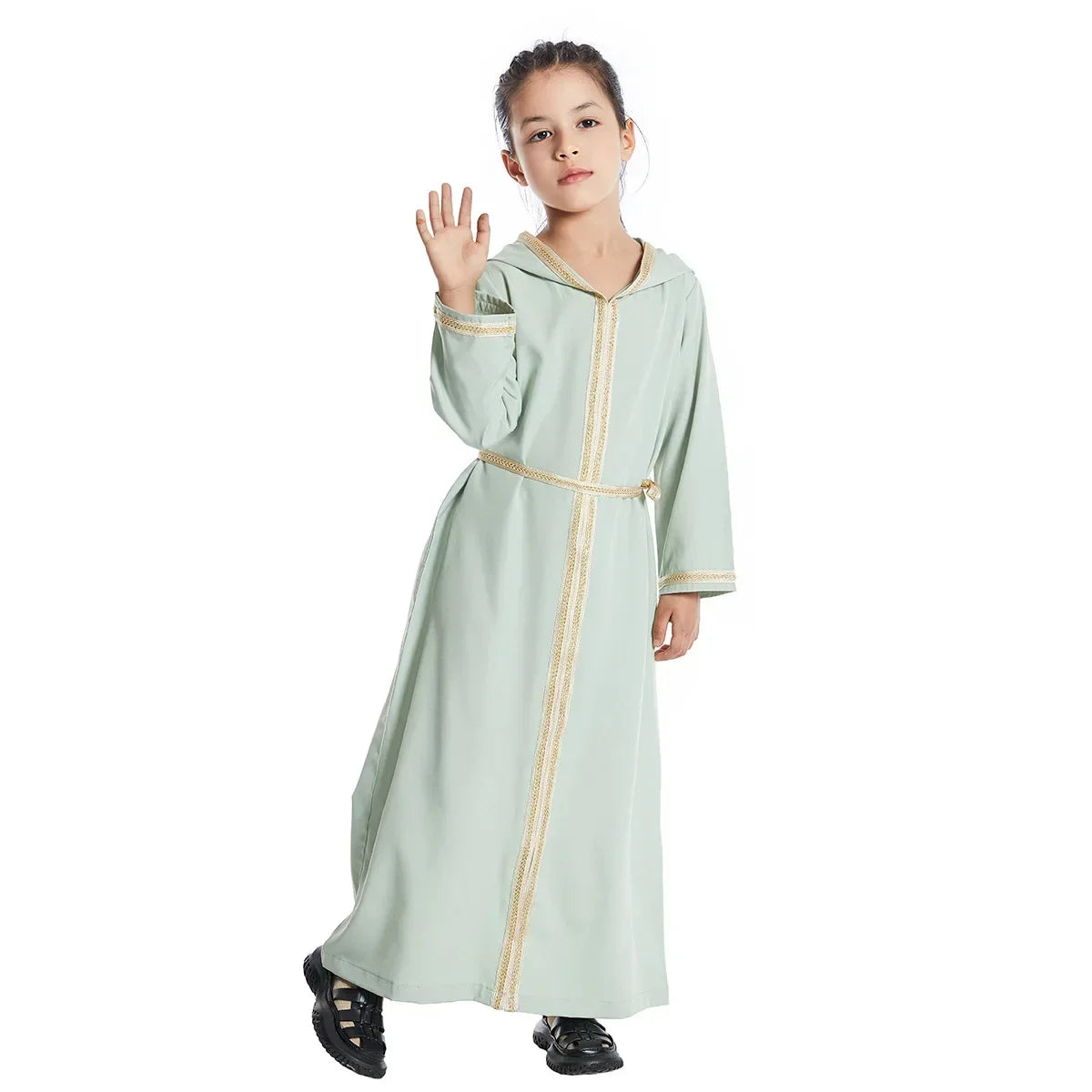 Kids Muslim Girls Abaya Prayer Hooded Long Maxi Dress Turkey Kaftan Arab Robe Dubai Islam Morocco Eid Party Ramadan Gown Caftan