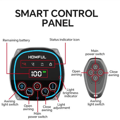 Caravan Awnings,Electric RV Awning Caravan Camper Van Awning Smart Control Panel RV Awning For Motorhome