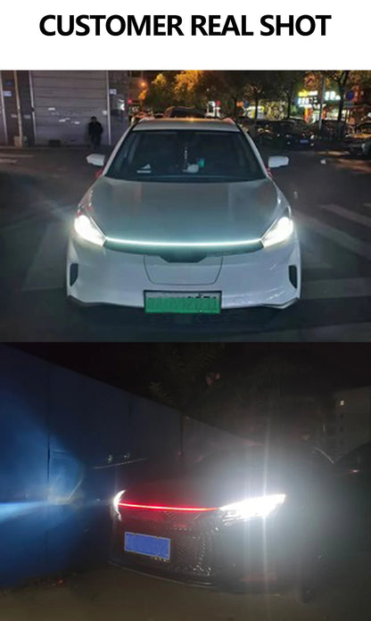 RXZ LED Daytime Running Light Scan Starting Car Hood Decorative Lights DRL Auto Engine Hood Guide Decorative Ambient Lamp 12V