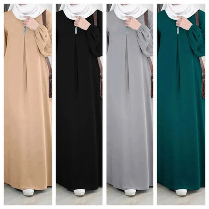 Casual Sequin Sundress Muslim Dress Women Stretch Cuff  Kaftan Lislamic Clothing Arabian Dubai Abayas Women Clothes Musulmane