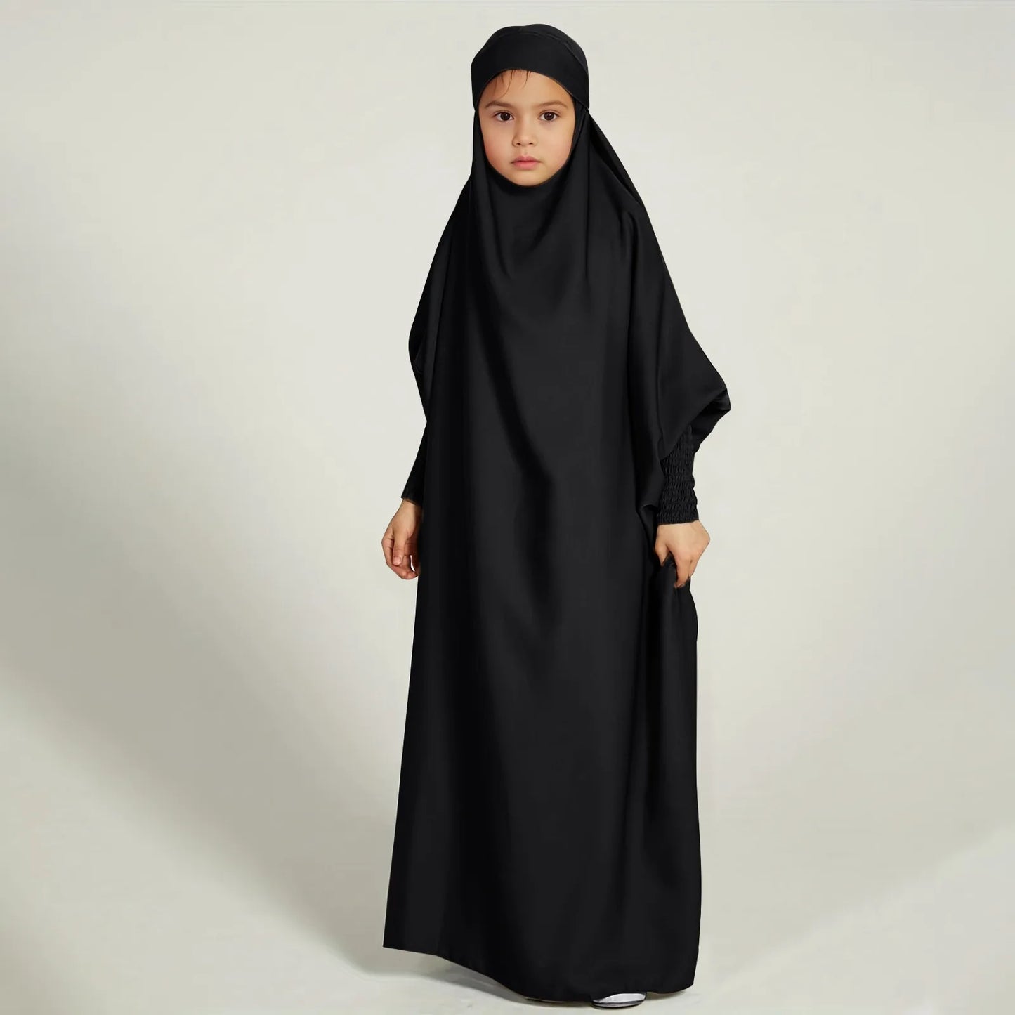 Ramadan Muslim Kids Girls Abaya Robe Solid Color Long Kaftan abaya enfant robes Dress Islamic Clothing Kids Clothes For Gift