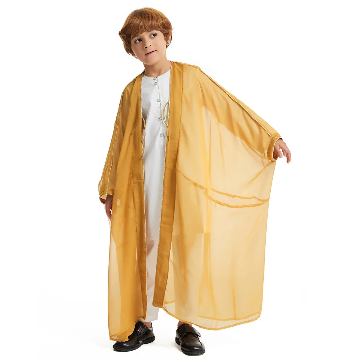 Eid Abayas for Boy Kids Kebaya Open Muslim Dress Kimono Abaya Turkey Arabic Islam Clothing Djellaba Robe Musulmane Jubba Thobe