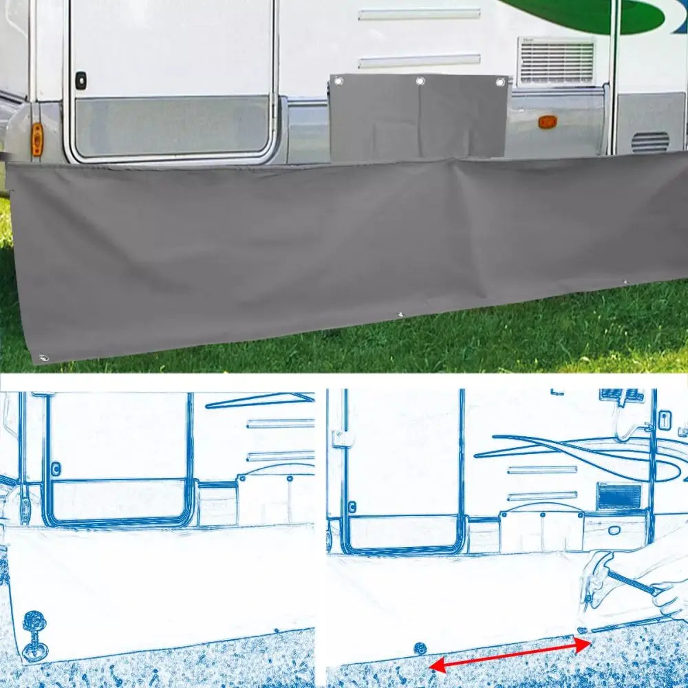 1set Caravan Awning Draught Skirt 7m Length X 50cm Deep With Wheel Arch Covers Suckers Motorhome Draft Campervan Side Skirting